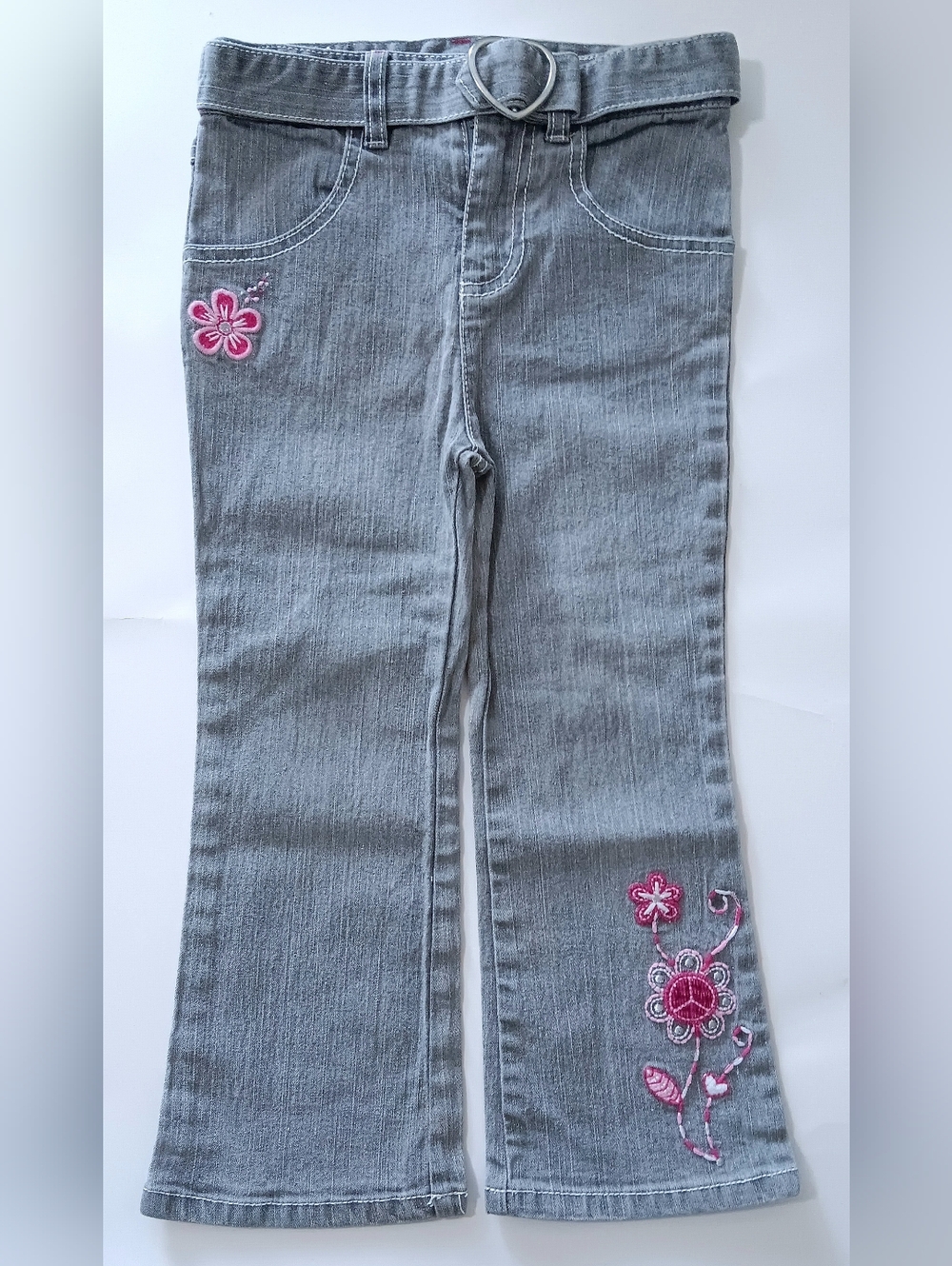 Vintage Girls' Grey Embroidered Jeans Size 4T